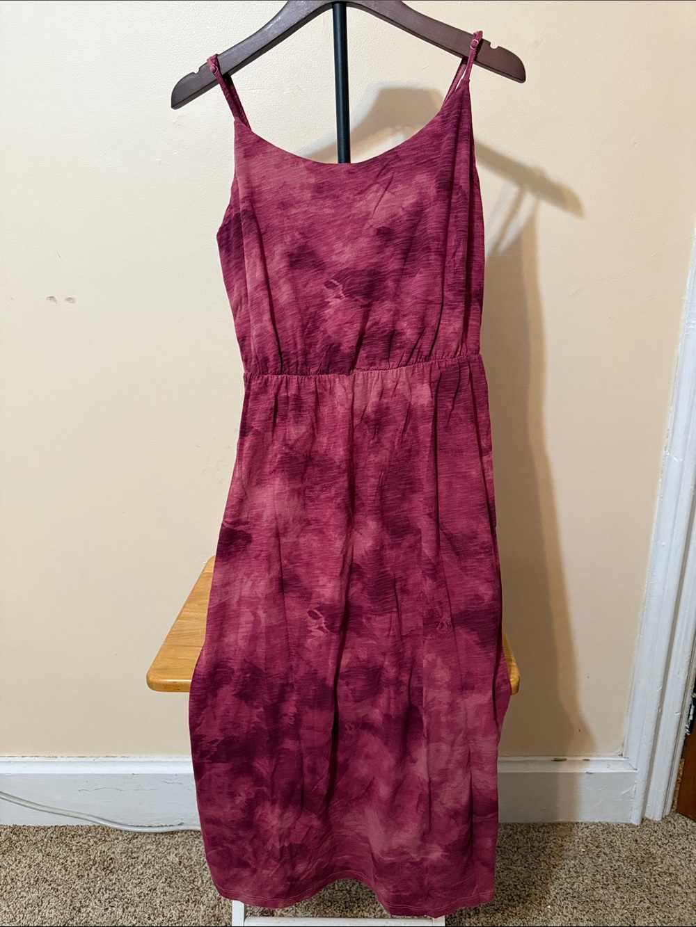Old Navy Pink Coral Tie-Dye Maxi Dress with Elastic Top